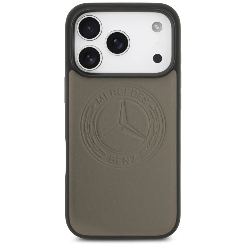 Etui Mercedes Leather Vintage Logo MagSafe na iPhone 17 Pro - beżowe - obrazek 3