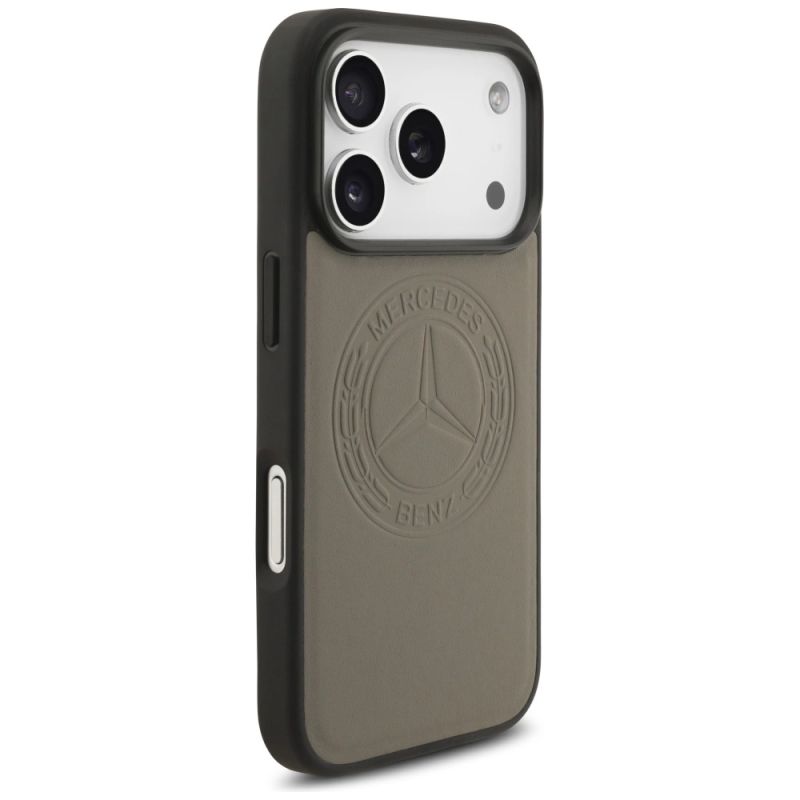 Etui Mercedes Leather Vintage Logo MagSafe na iPhone 17 Pro - beżowe - obrazek 4