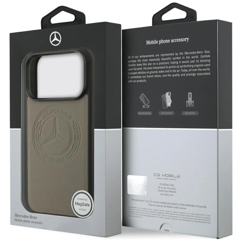 Etui Mercedes Leather Vintage Logo MagSafe na iPhone 17 Pro - beżowe - obrazek 8