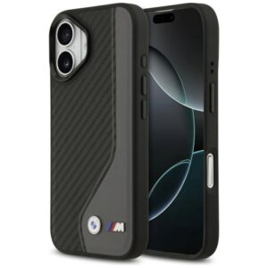 Etui BMW M Carbon Logo MagSafe na iPhone 17 - czarno-szare