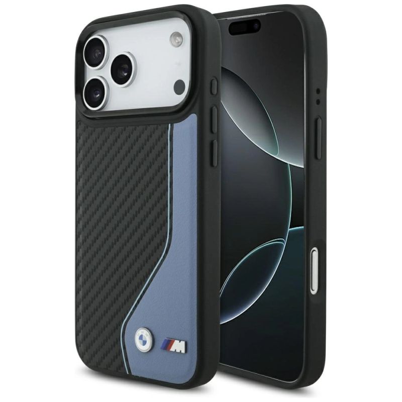 Etui BMW M Carbon Logo MagSafe na iPhone 17 Pro Max - niebieskie