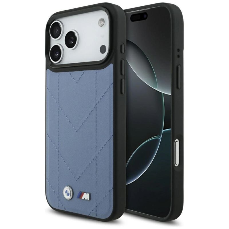 Etui BMW M Quilted Logo MagSafe na iPhone 17 Pro Max - niebieskie
