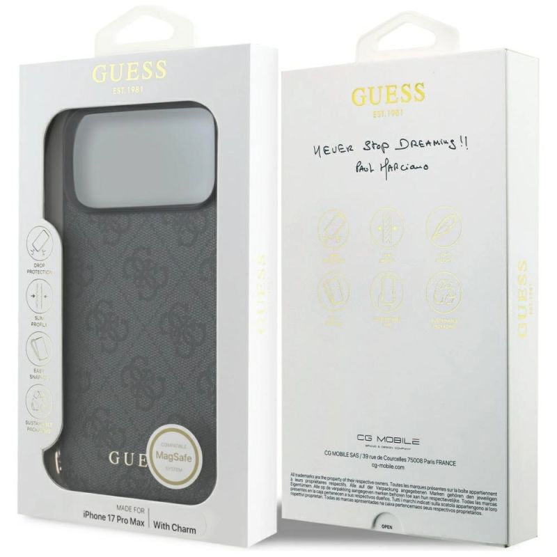 Etui Guess 4G Charms Collection MagSafe na iPhone 17 Pro Max - czarne - obrazek 7