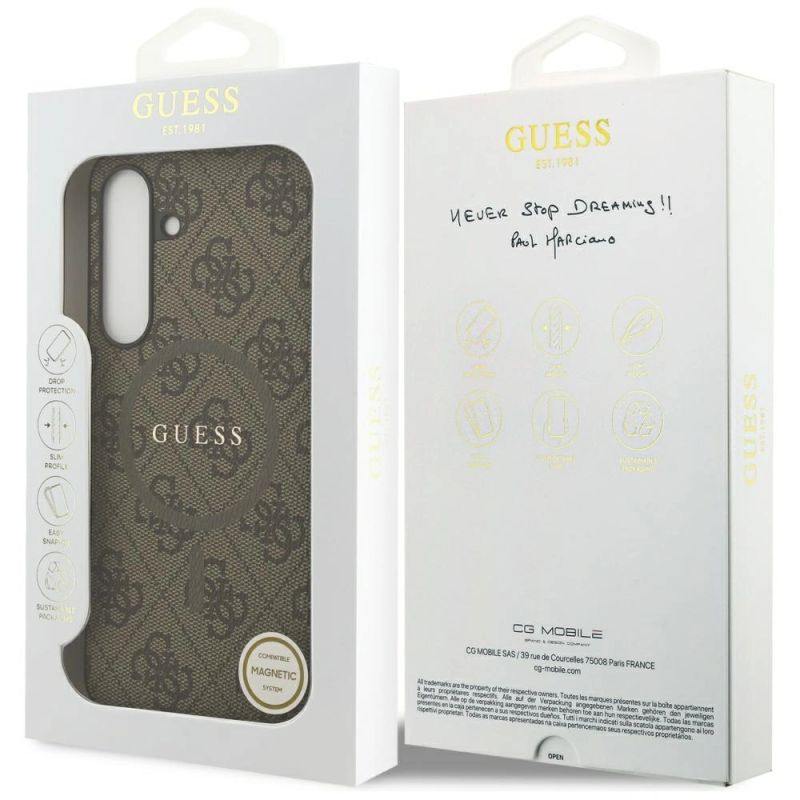 Etui Guess 4G Ring Classic Logo MagSafe na Samsung Galaxy S25 FE - brązowe - obrazek 8