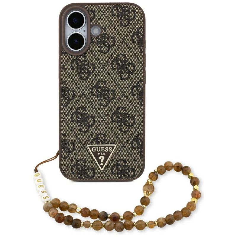 Etui Guess 4G Strap Triangle Logo MagSafe na iPhone 17 - brązowe