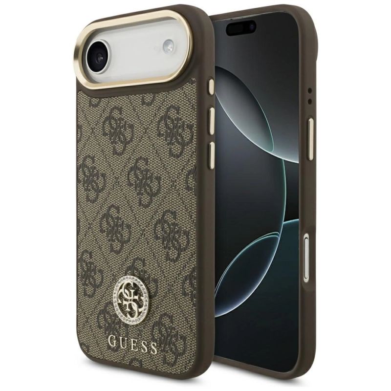 Etui Guess 4G Strass Logo MagSafe na iPhone Air - brązowe
