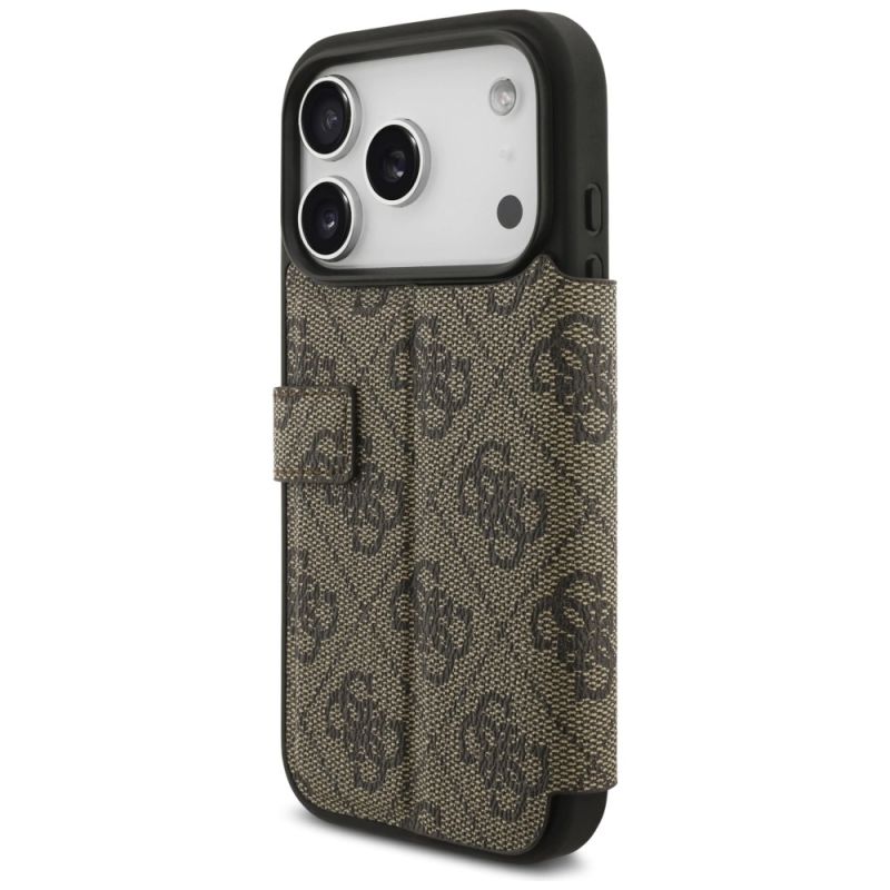 Etui Guess Book 4G Metal Logo na iPhone 17 Pro - brązowe - obrazek 5