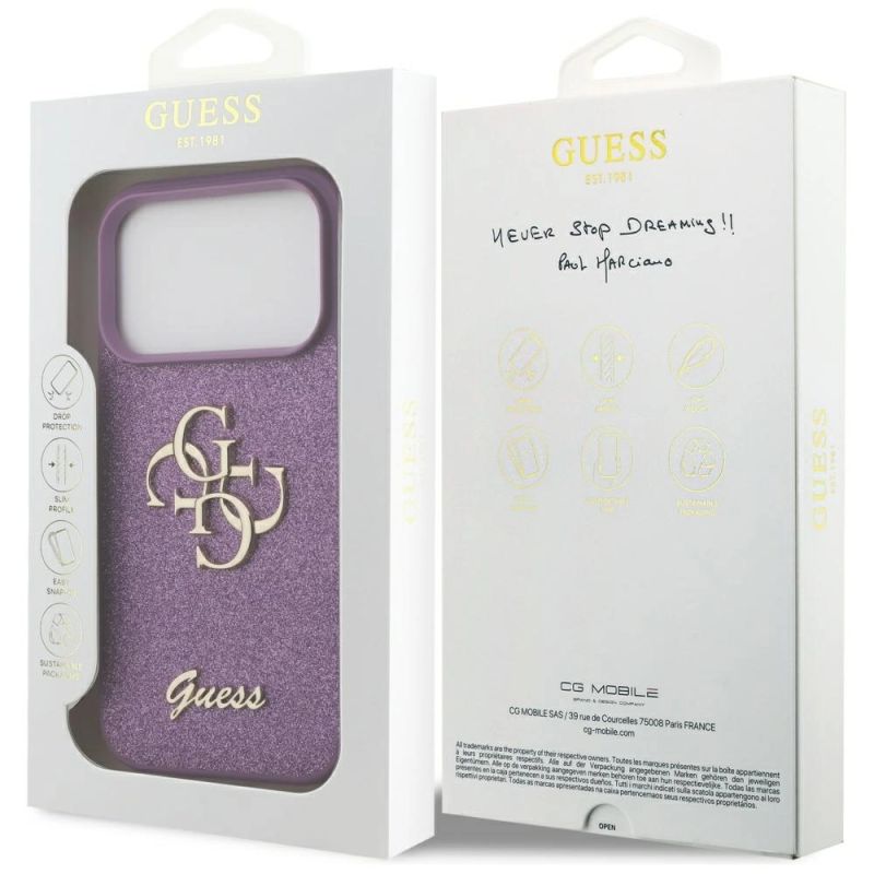 Etui Guess Fixed Glitter Big 4G na iPhone 17 Pro - fioletowe - obrazek 8