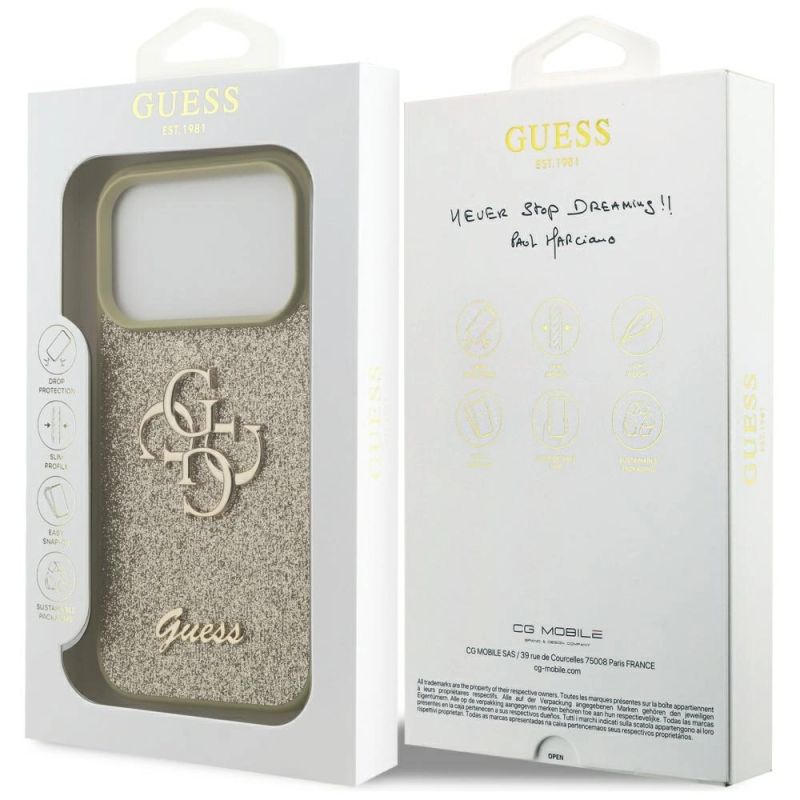 Etui Guess Fixed Glitter Big 4G na iPhone 17 Pro - złote - obrazek 8