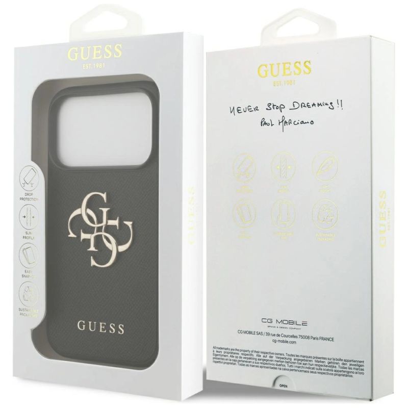 Etui Guess Grained Big 4G & Classic Logo na iPhone 17 Pro - czarne - obrazek 8