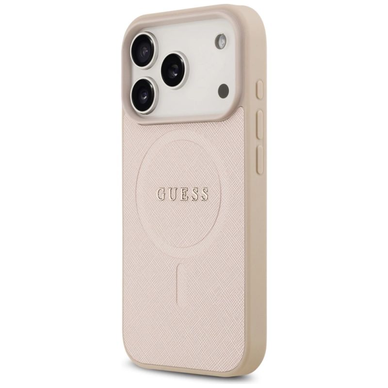 Etui Guess Saffiano Classic Logo MagSafe na iPhone 17 Pro - różowe - obrazek 2