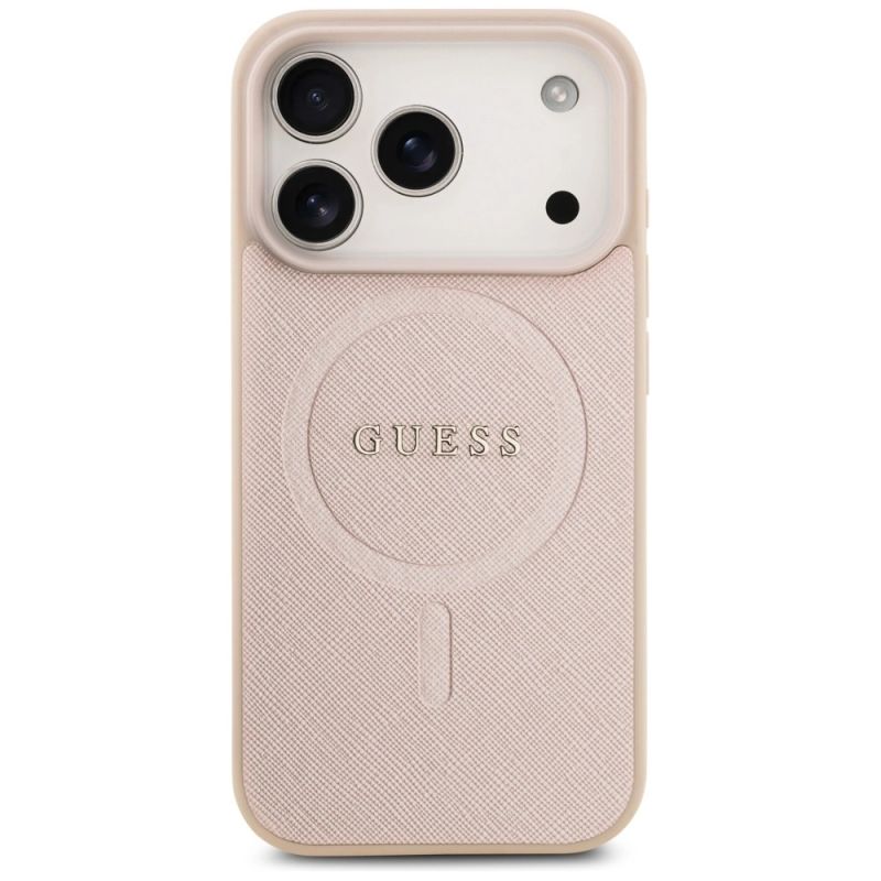 Etui Guess Saffiano Classic Logo MagSafe na iPhone 17 Pro - różowe - obrazek 3