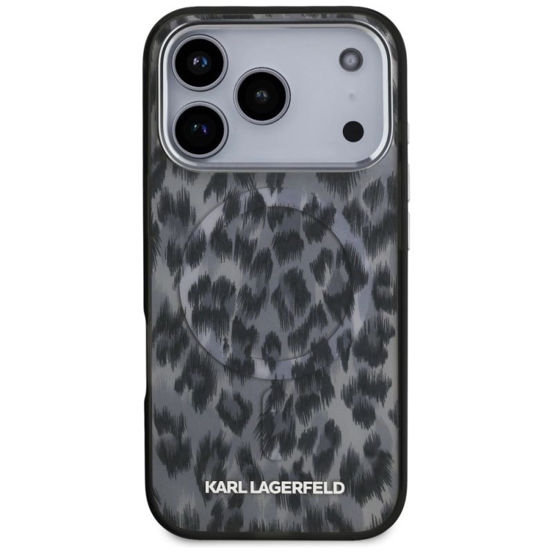 Etui Karl Lagerfeld IML Leopard Pattern MagSafe na iPhone 17 Pro - czarne - obrazek 3