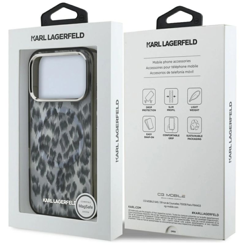 Etui Karl Lagerfeld IML Leopard Pattern MagSafe na iPhone 17 Pro - czarne - obrazek 7