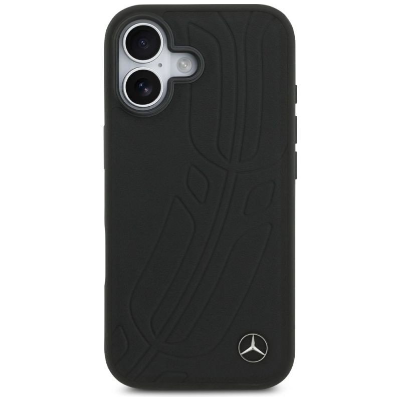 Etui Mercedes Leather Large Laurel Leave MagSafe na iPhone 17 - czarne - obrazek 3