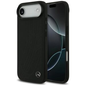 Etui Mercedes Leather Large Laurel Leave MagSafe na iPhone Air - czarne