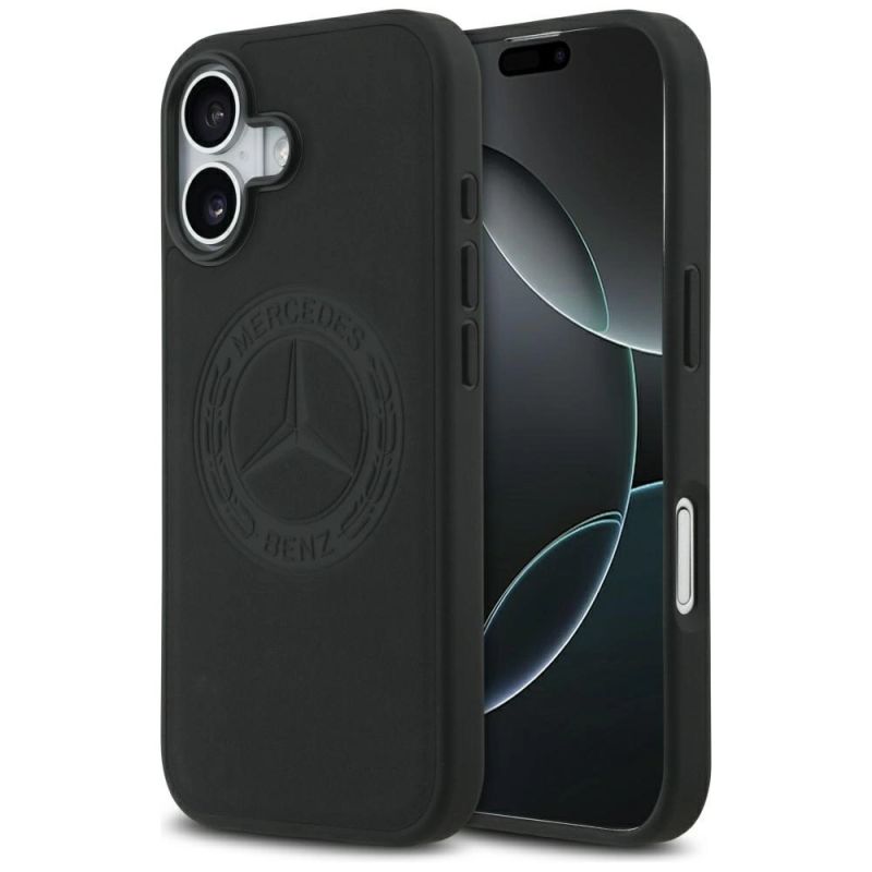 Etui Mercedes Leather Vintage Logo MagSafe na iPhone 17 - czarne