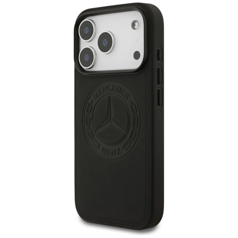 Etui Mercedes Leather Vintage Logo MagSafe na iPhone 17 Pro - czarne - obrazek 2