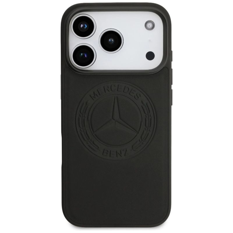 Etui Mercedes Leather Vintage Logo MagSafe na iPhone 17 Pro - czarne - obrazek 3