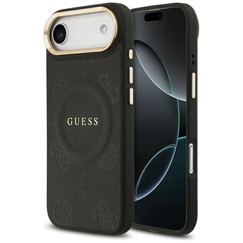 Etui Guess Peony Hot Stamp MagSafe na iPhone Air - czarne