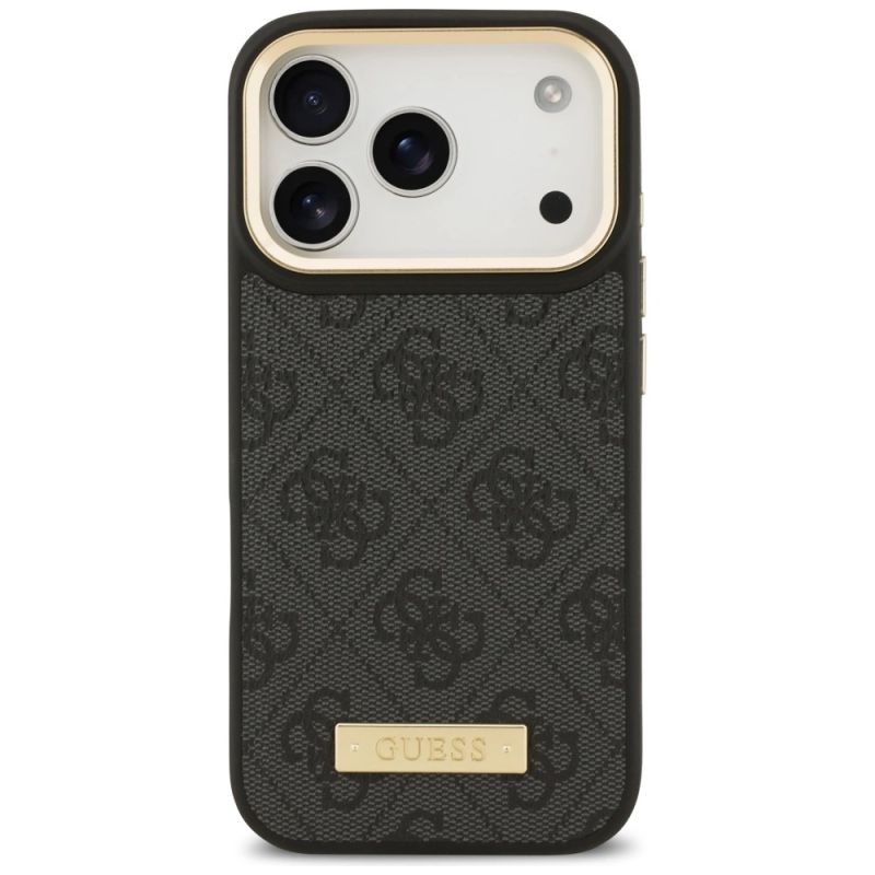 Etui Guess 4G Logo Plate MagSafe na iPhone 17 Pro -czarne - obrazek 3
