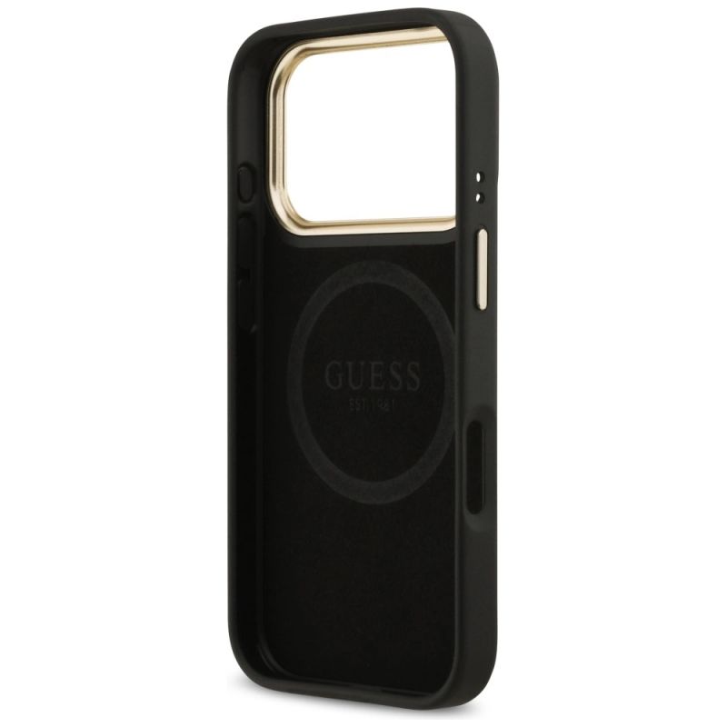 Etui Guess 4G Logo Plate MagSafe na iPhone 17 Pro -czarne - obrazek 7
