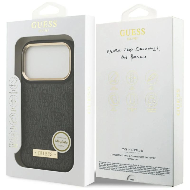 Etui Guess 4G Logo Plate MagSafe na iPhone 17 Pro -czarne - obrazek 8