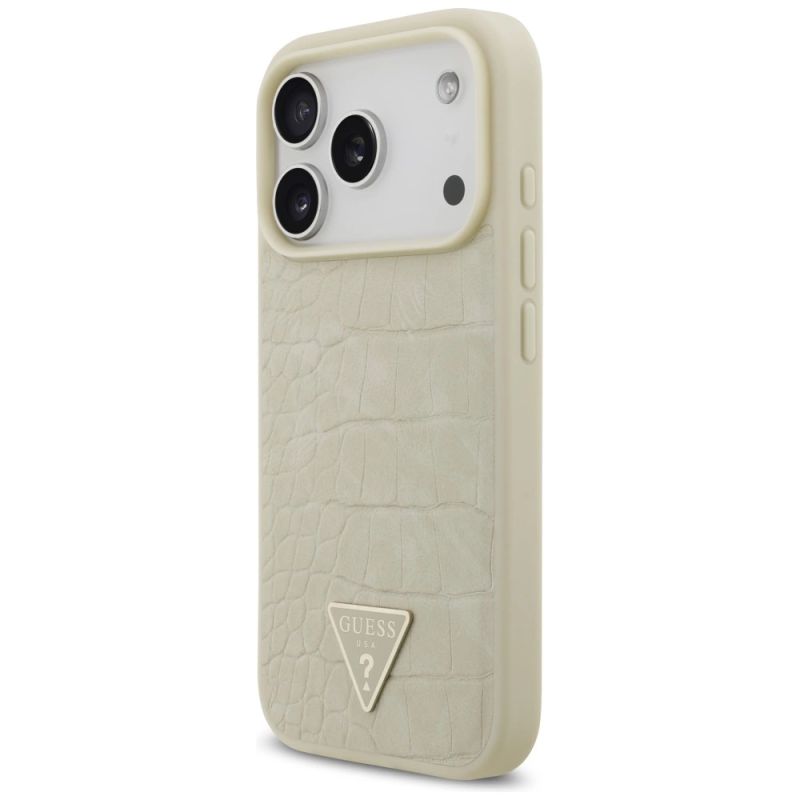 Etui Guess Croco Triangle Logo MagSafe na iPhone 17 Pro - złote - obrazek 2