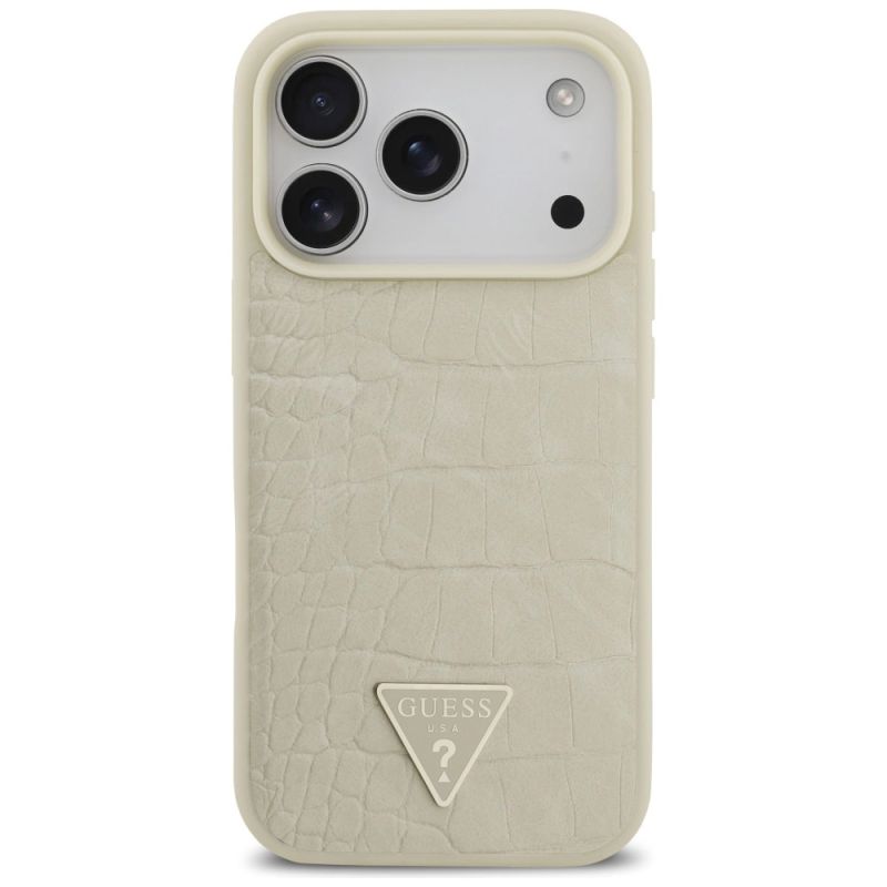 Etui Guess Croco Triangle Logo MagSafe na iPhone 17 Pro - złote - obrazek 3