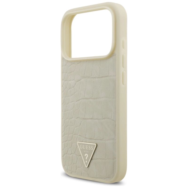 Etui Guess Croco Triangle Logo MagSafe na iPhone 17 Pro - złote - obrazek 6