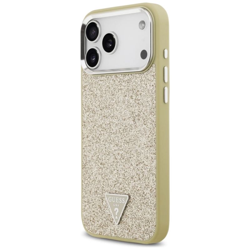 Etui Guess Glitter Triangle Logo MagSafe na iPhone 17 Pro Max - złote - obrazek 2
