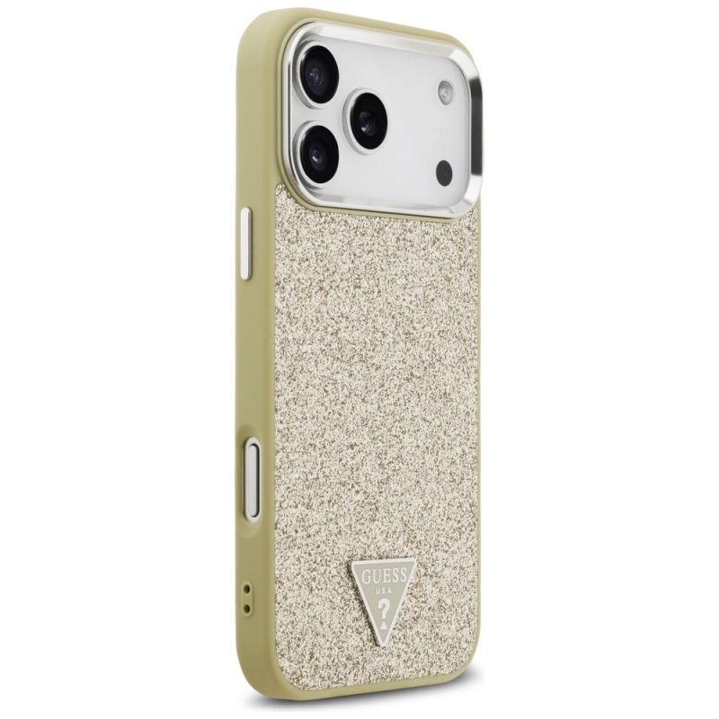 Etui Guess Glitter Triangle Logo MagSafe na iPhone 17 Pro Max - złote - obrazek 4