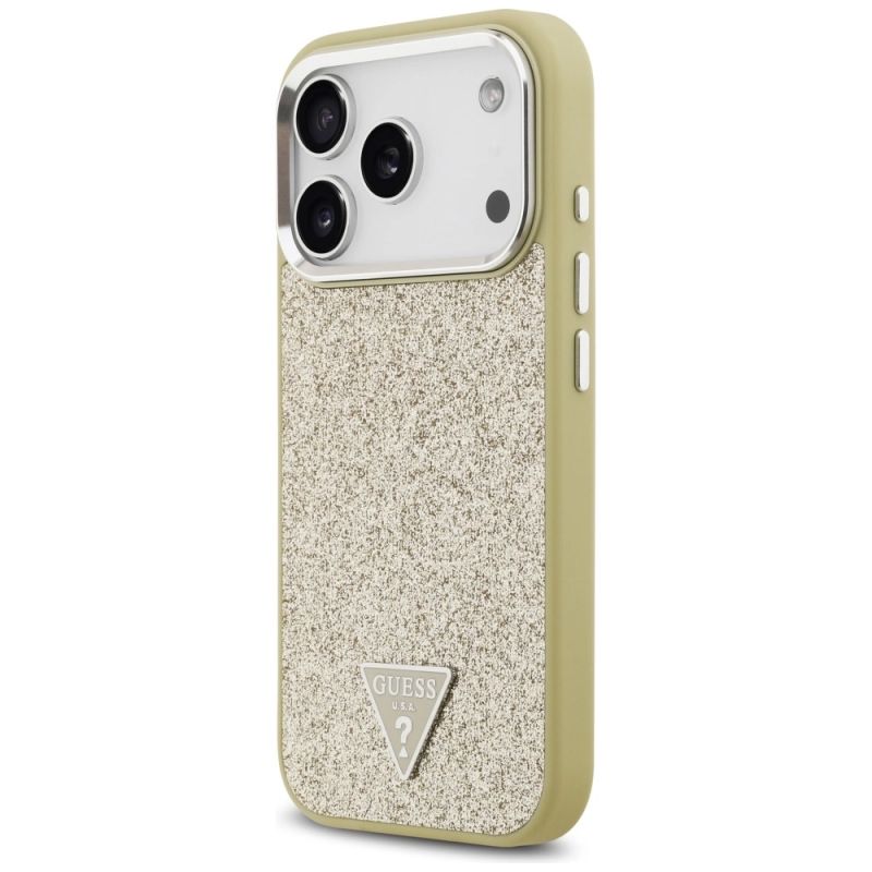 Etui Guess Glitter Triangle Logo MagSafe na iPhone 17 Pro - złote - obrazek 2
