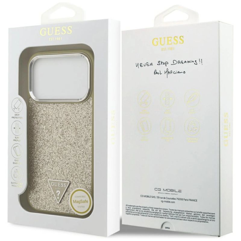 Etui Guess Glitter Triangle Logo MagSafe na iPhone 17 Pro - złote - obrazek 8