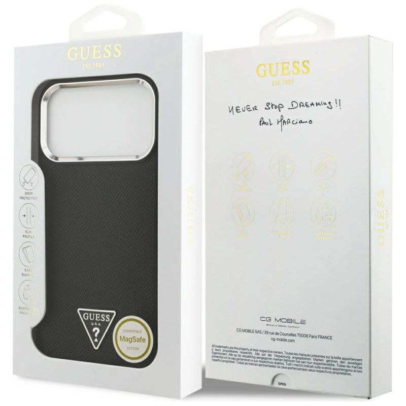 Etui Guess Grained Triangle Logo MagSafe na iPhone 17 Pro Max - czarne - obrazek 8