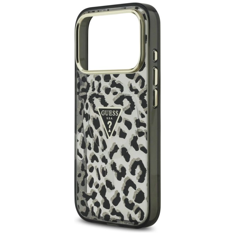 Etui Guess Leopard Glitter MagSafe na iPhone 17 Pro - czarne - obrazek 6