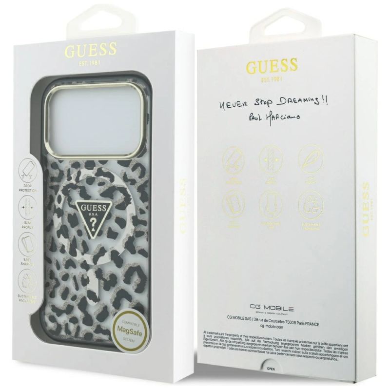 Etui Guess Leopard Glitter MagSafe na iPhone 17 Pro - czarne - obrazek 8