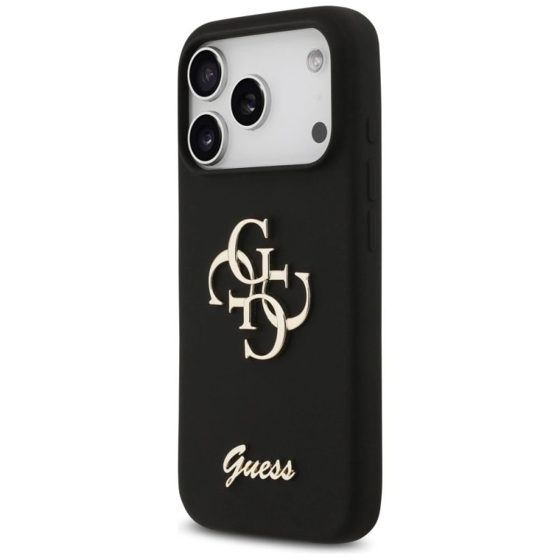 Etui Guess Silicone Big 4G Script na iPhone 17 Pro - czarne - obrazek 2
