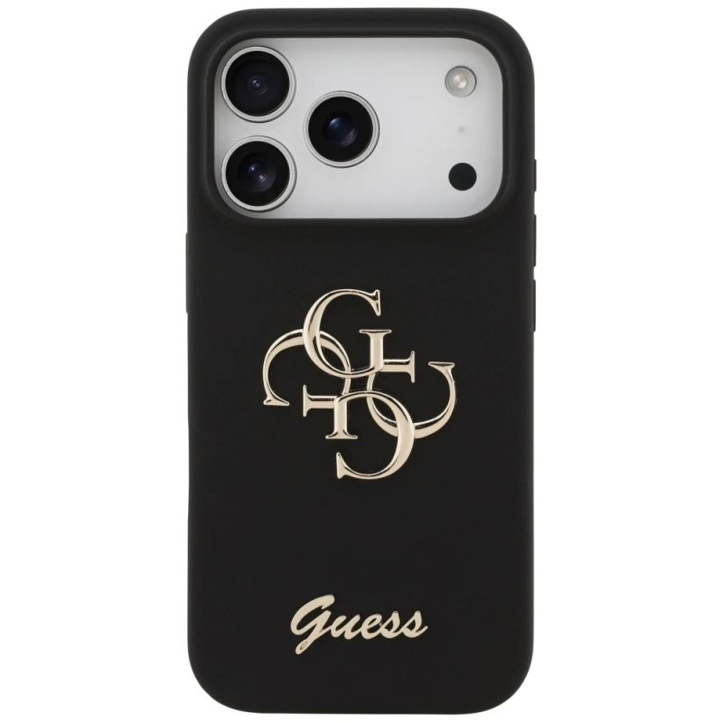 Etui Guess Silicone Big 4G Script na iPhone 17 Pro - czarne - obrazek 3