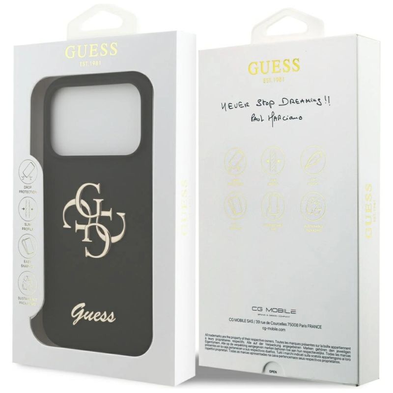 Etui Guess Silicone Big 4G Script na iPhone 17 Pro - czarne - obrazek 8