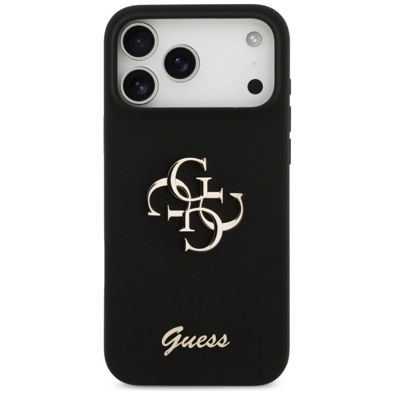 Etui Guess Silicone Big 4G Script na iPhone 17 Pro Max - czarne - obrazek 3
