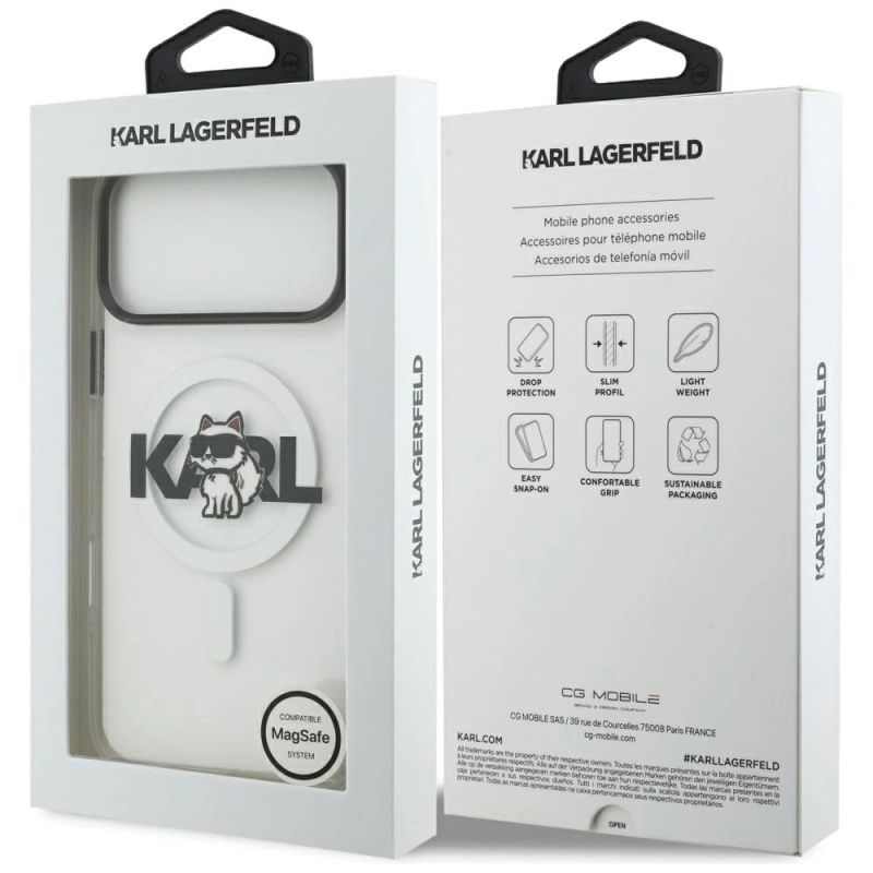 Etui Karl Lagerfeld IML Choupette Sketch Logo MagSafe na iPhone 17 Pro - przezroczyste - obrazek 8