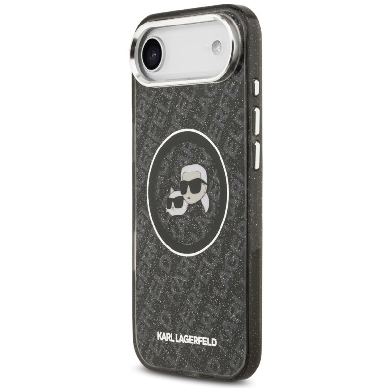 Etui Karl Lagerfeld IML Glitter Karl & Choupette Heads Logo MagSafe na iPhone Air - czarne - obrazek 2