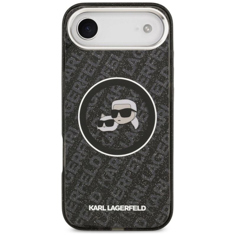 Etui Karl Lagerfeld IML Glitter Karl & Choupette Heads Logo MagSafe na iPhone Air - czarne - obrazek 3