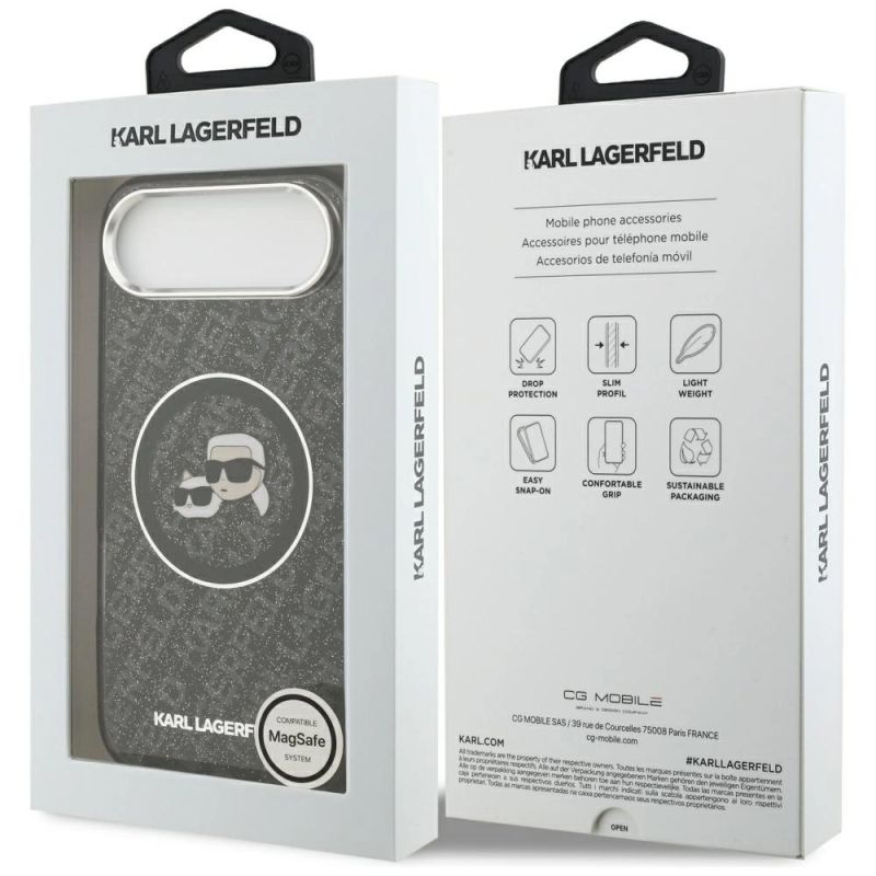 Etui Karl Lagerfeld IML Glitter Karl & Choupette Heads Logo MagSafe na iPhone Air - czarne - obrazek 8