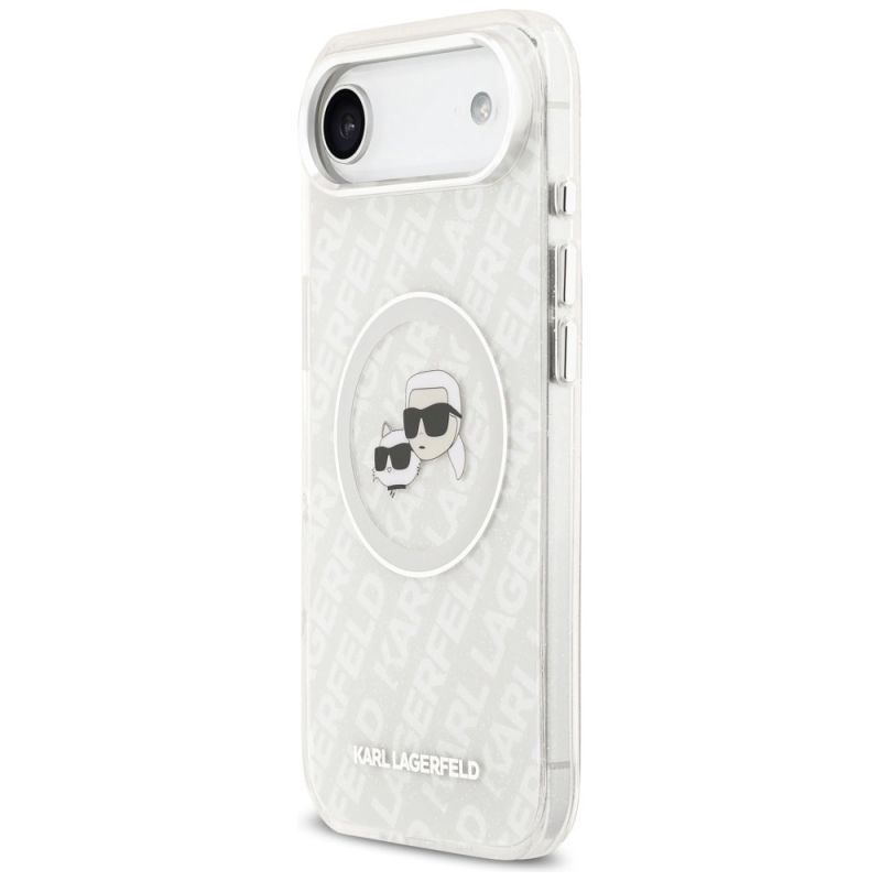 Etui Karl Lagerfeld IML Glitter Karl&Choupette Heads Logo MagSafe do iPhone Air - szare - obrazek 2