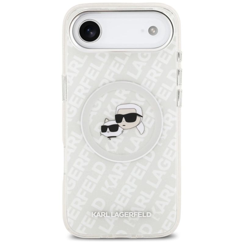 Etui Karl Lagerfeld IML Glitter Karl&Choupette Heads Logo MagSafe do iPhone Air - szare - obrazek 3
