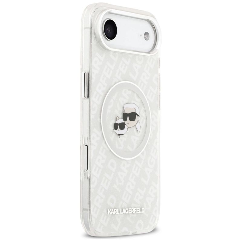 Etui Karl Lagerfeld IML Glitter Karl&Choupette Heads Logo MagSafe do iPhone Air - szare - obrazek 4
