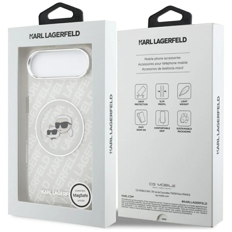 Etui Karl Lagerfeld IML Glitter Karl&Choupette Heads Logo MagSafe do iPhone Air - szare - obrazek 8