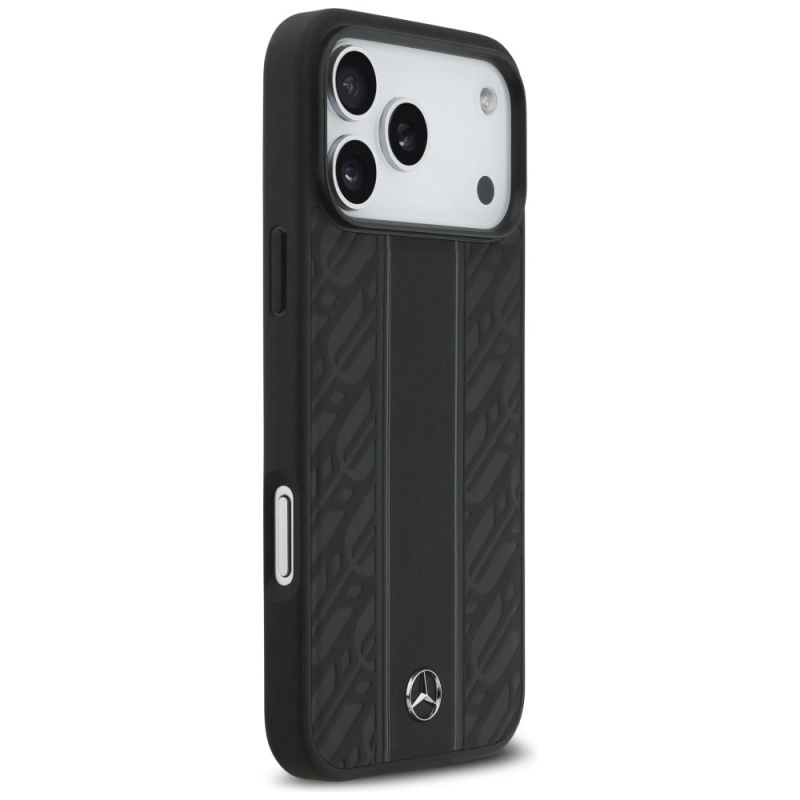 Etui Mercedes Leather Laurel Leaves Stripes MagSafe na iPhone 17 Pro Max - czarne - obrazek 4